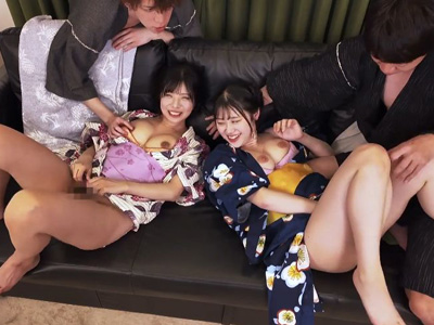 祭りの後は浴衣女子と宅飲みしながら乱交セックス